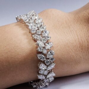 14k White Gold Lab Diamond Bracelet 38.81gms