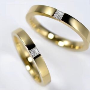Solid Gold 14k Yellow Gold With 0.20ct Princess Cut Lab Diamond