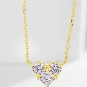 18 Yellow Gold Three-Stone Heart Princess Cut Lab-Grown Diamonds