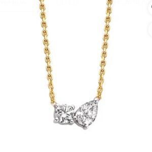 Stunning 18ct Pendant With Pear And Round Shape Lab Dia Tw 1.20ct