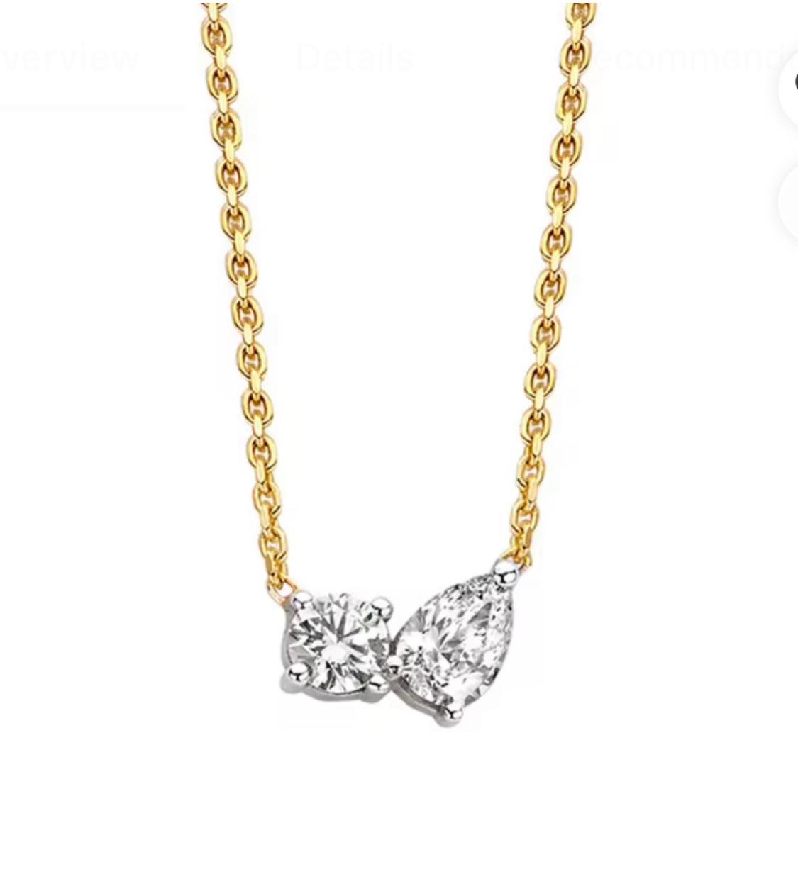 Stunning 18ct Pendant With Pear And Round Shape Lab Dia Tw 1.20ct