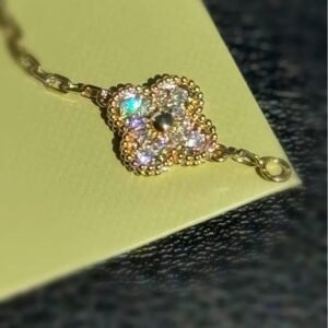 18k Yellow Gold Van Cleef Alhambra Style Diamond