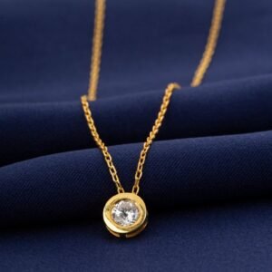 14k Or 18k Bezel Set Lab Diamond Pendant with Chain
